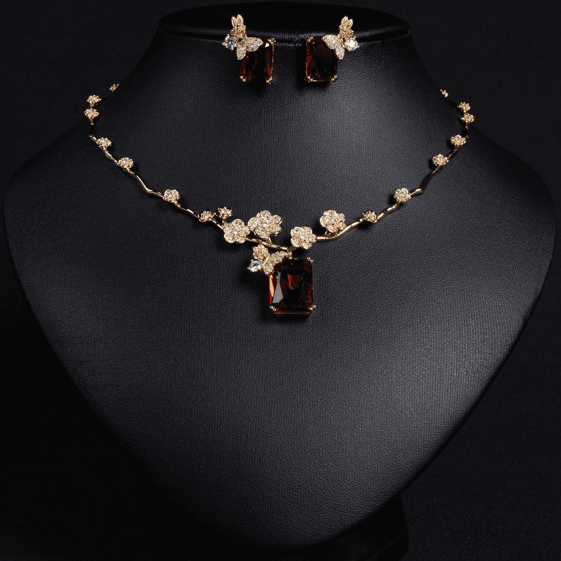 Garden Necklace Set Ruby Tone Crystal product image