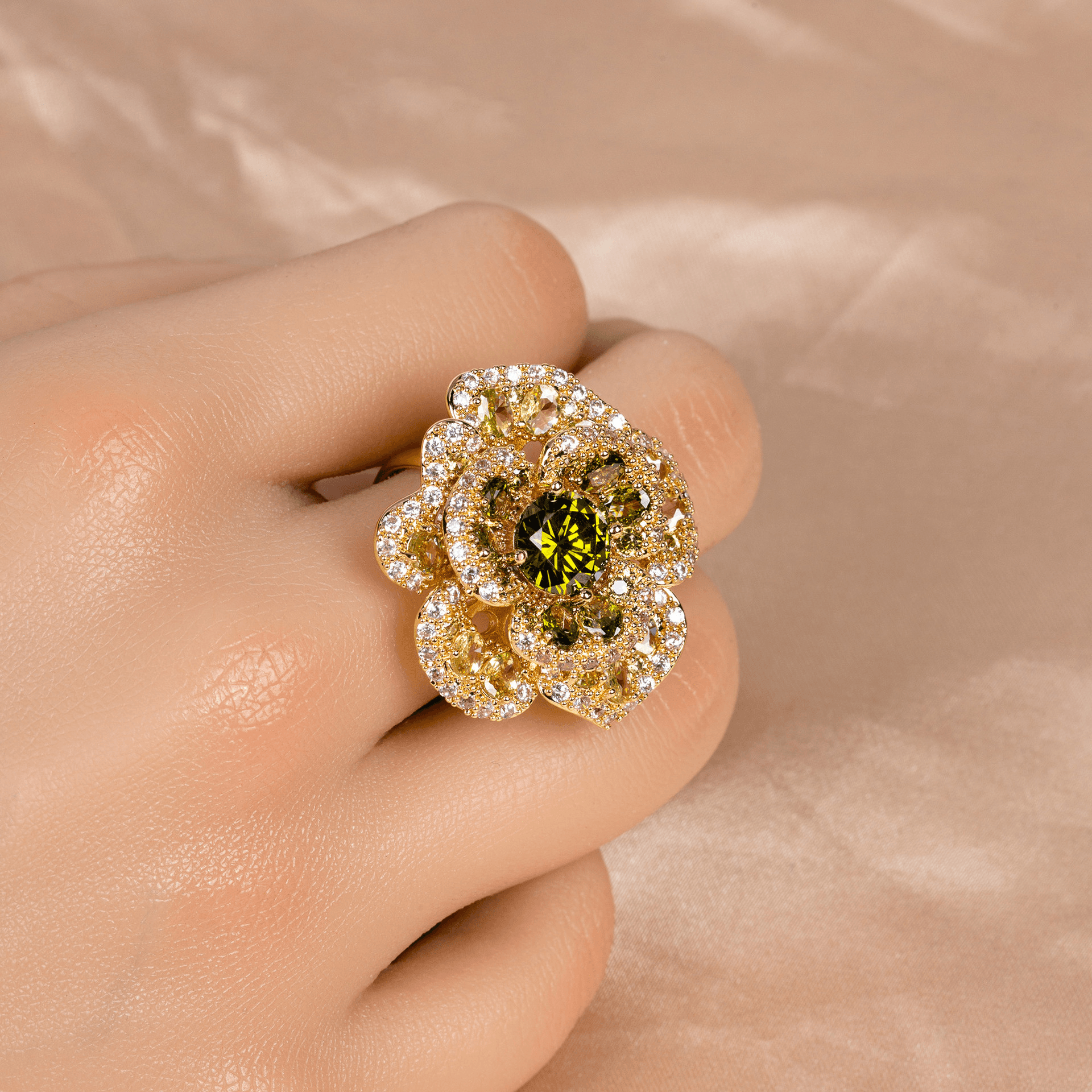 Royal Cluster Ring Sapphire Tone Crystal product image