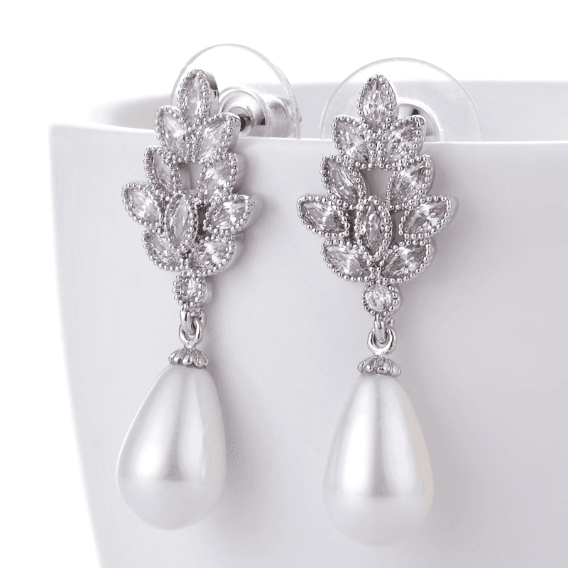 Pearl Halo Earrings Ruby Tone Crystal product image