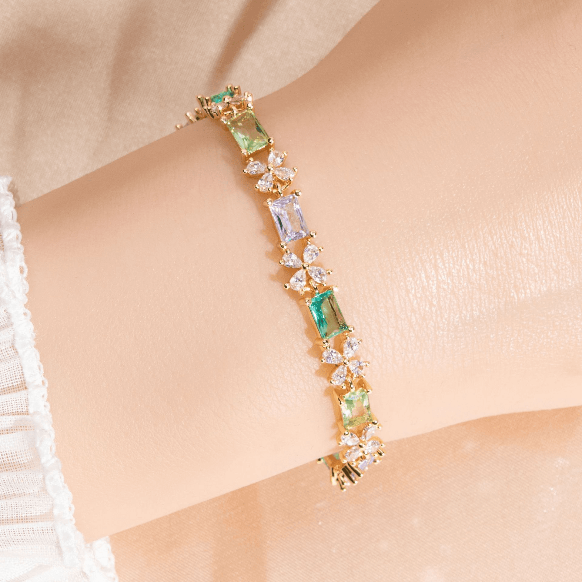 Color Arc Bracelet Emerald Tone Crystal product image