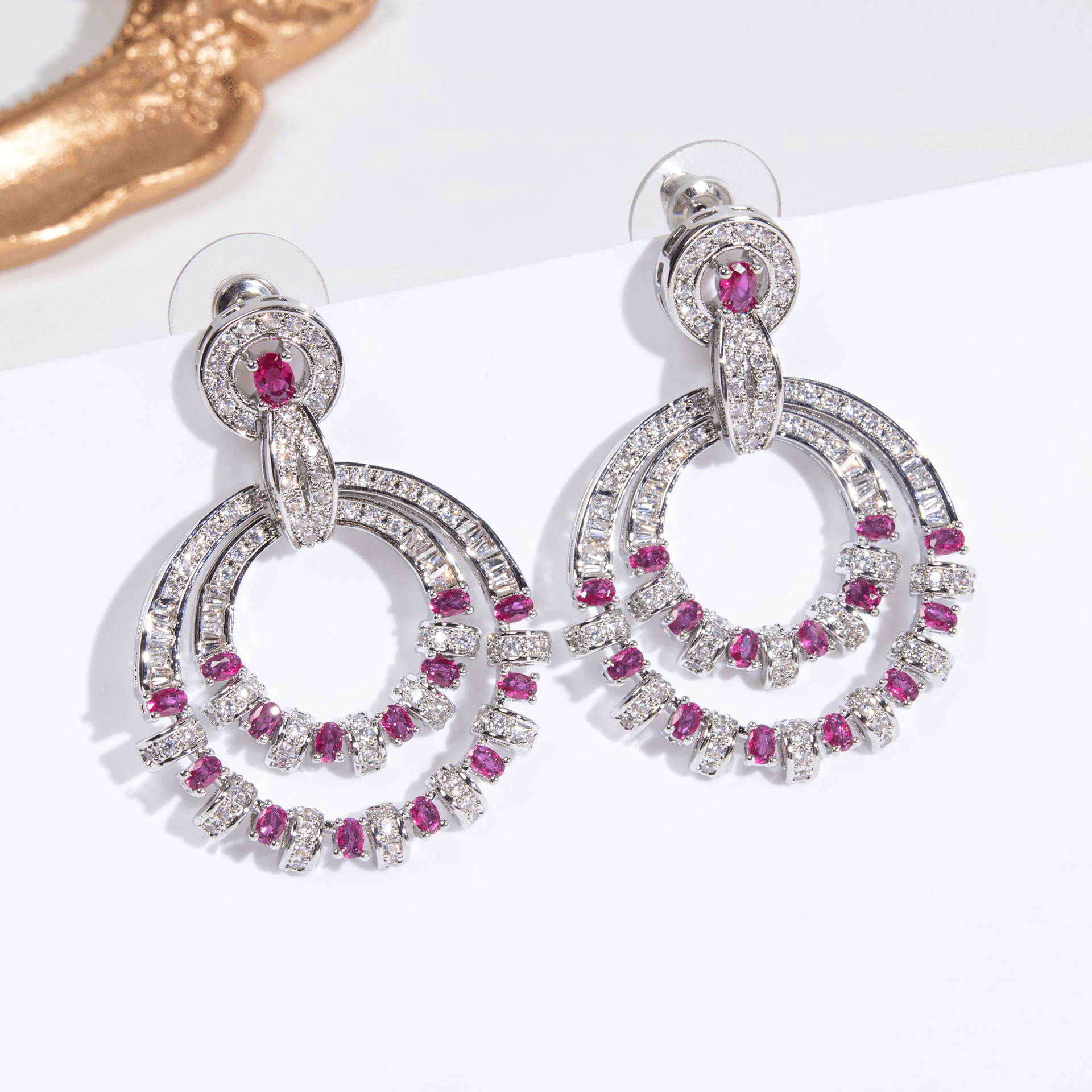 Botanical Stud Earrings Sapphire Tone Crystal product image